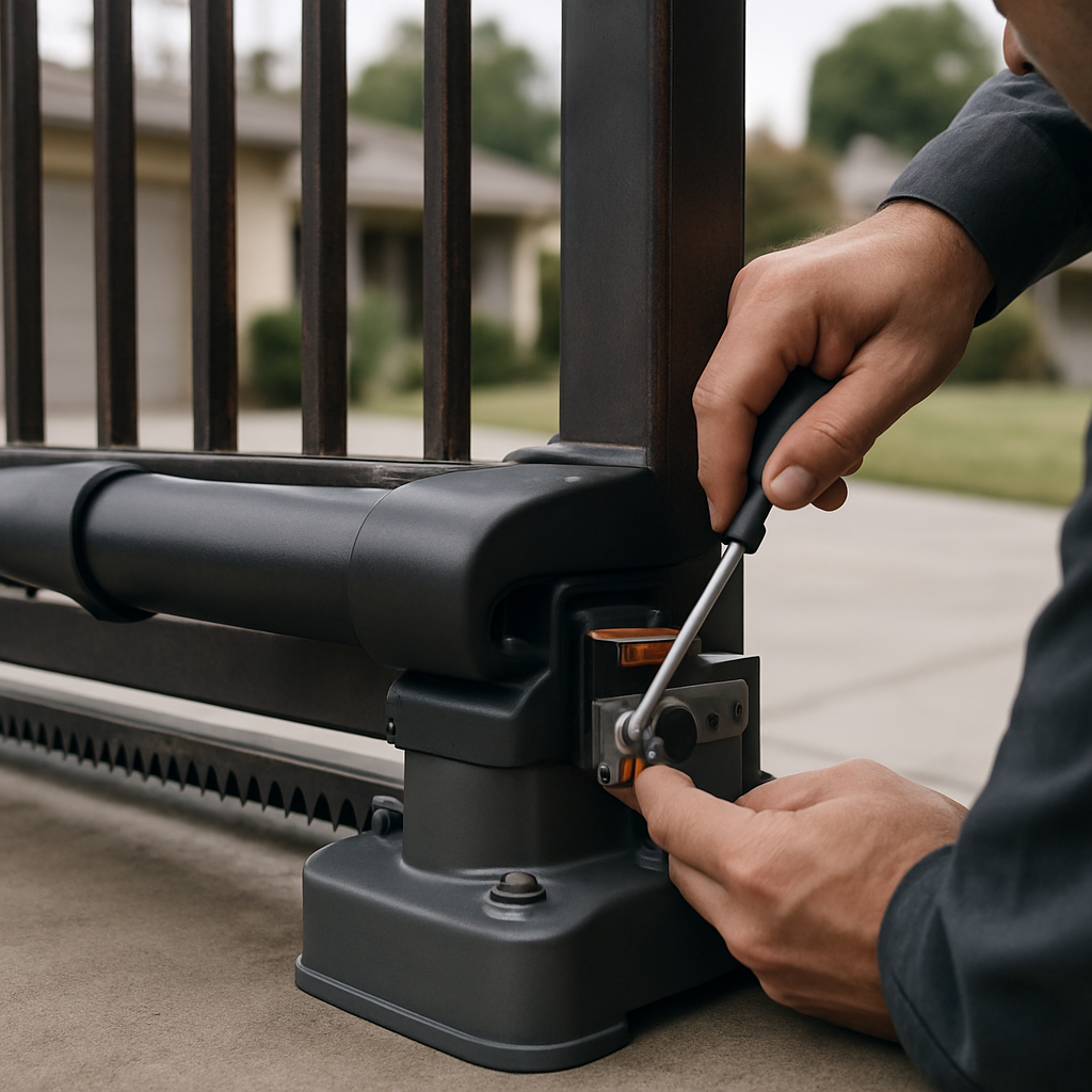 Gate motor and opener repair with screwdriver