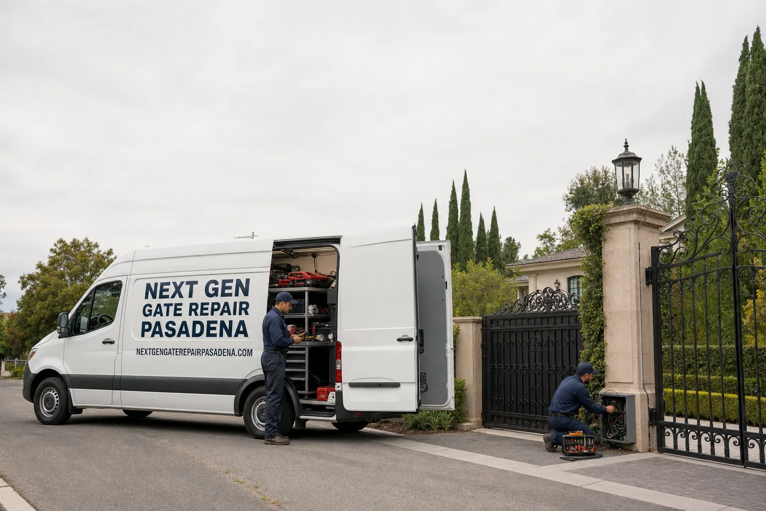 Next Gen Gate Repair Pasadena service vehicle and crew in Pasadena, CA
